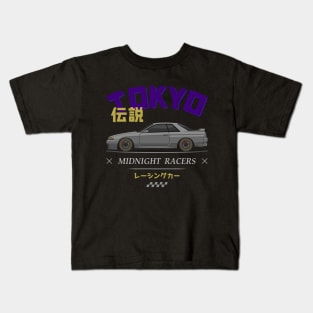 Midnight Racer Silver GTR R32 JDM Kids T-Shirt